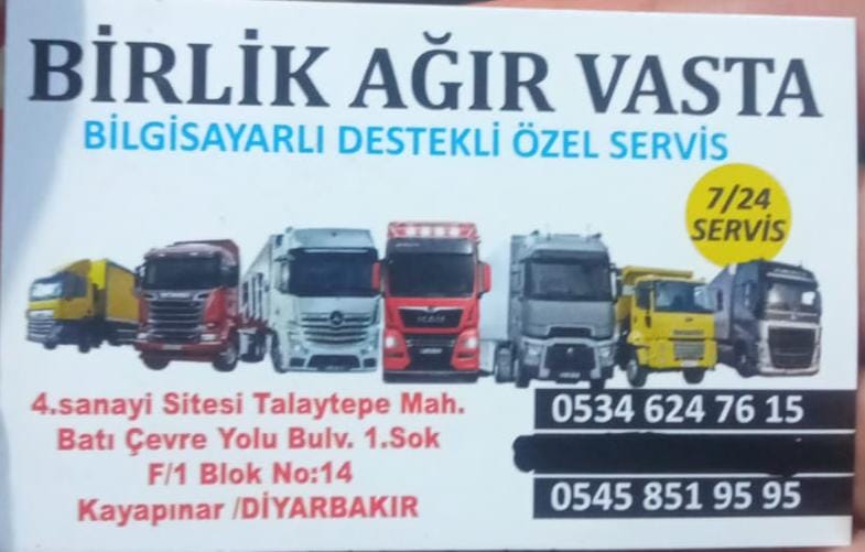 Birlik Ağır Vasıta  – 0534 624 7615  – 0545 851 9595 – Diyarbakır