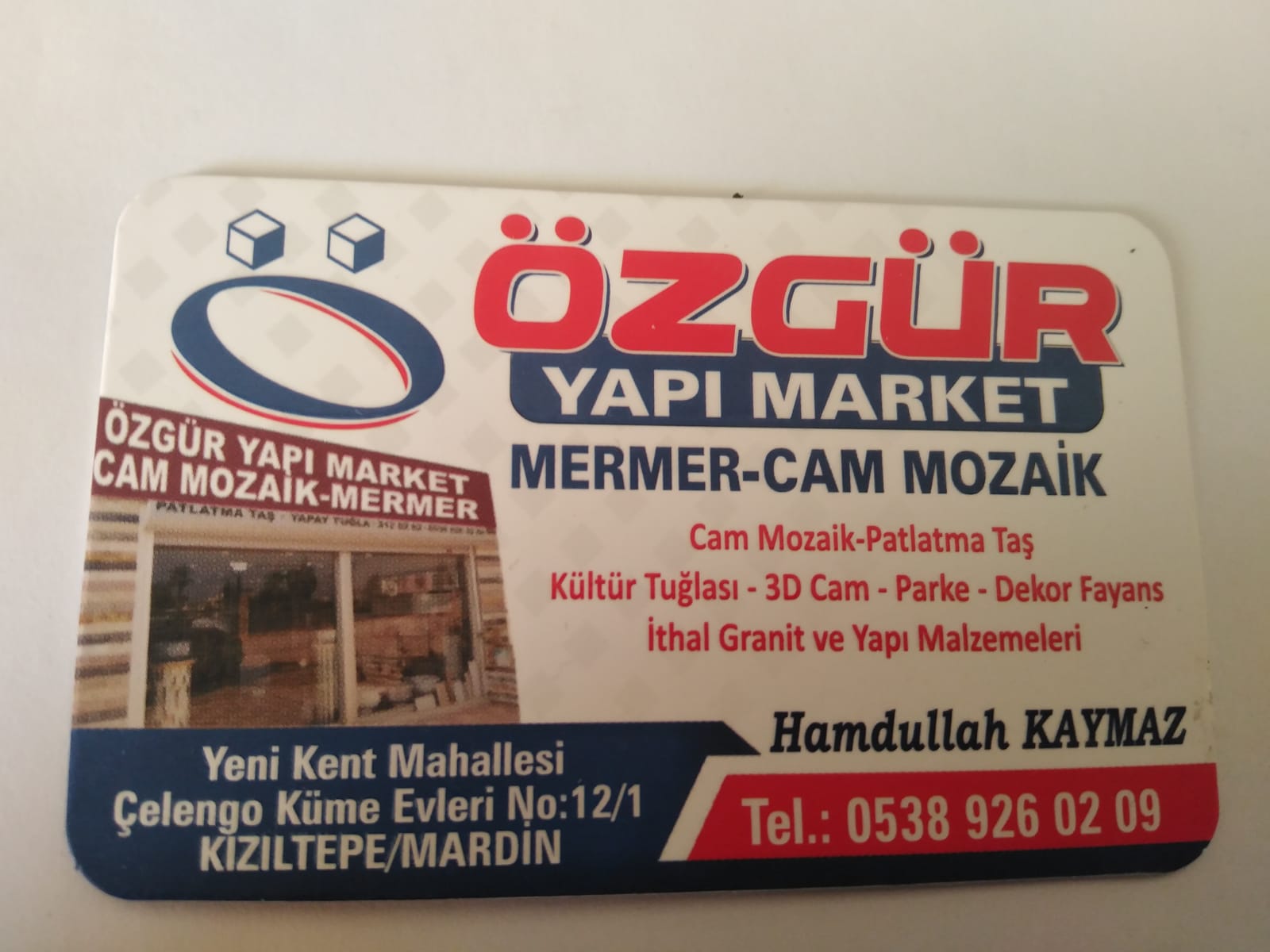 Özgür Yapı Market Mermer Cam Mozaik – 0538 926 02 09 – Kızıltepe