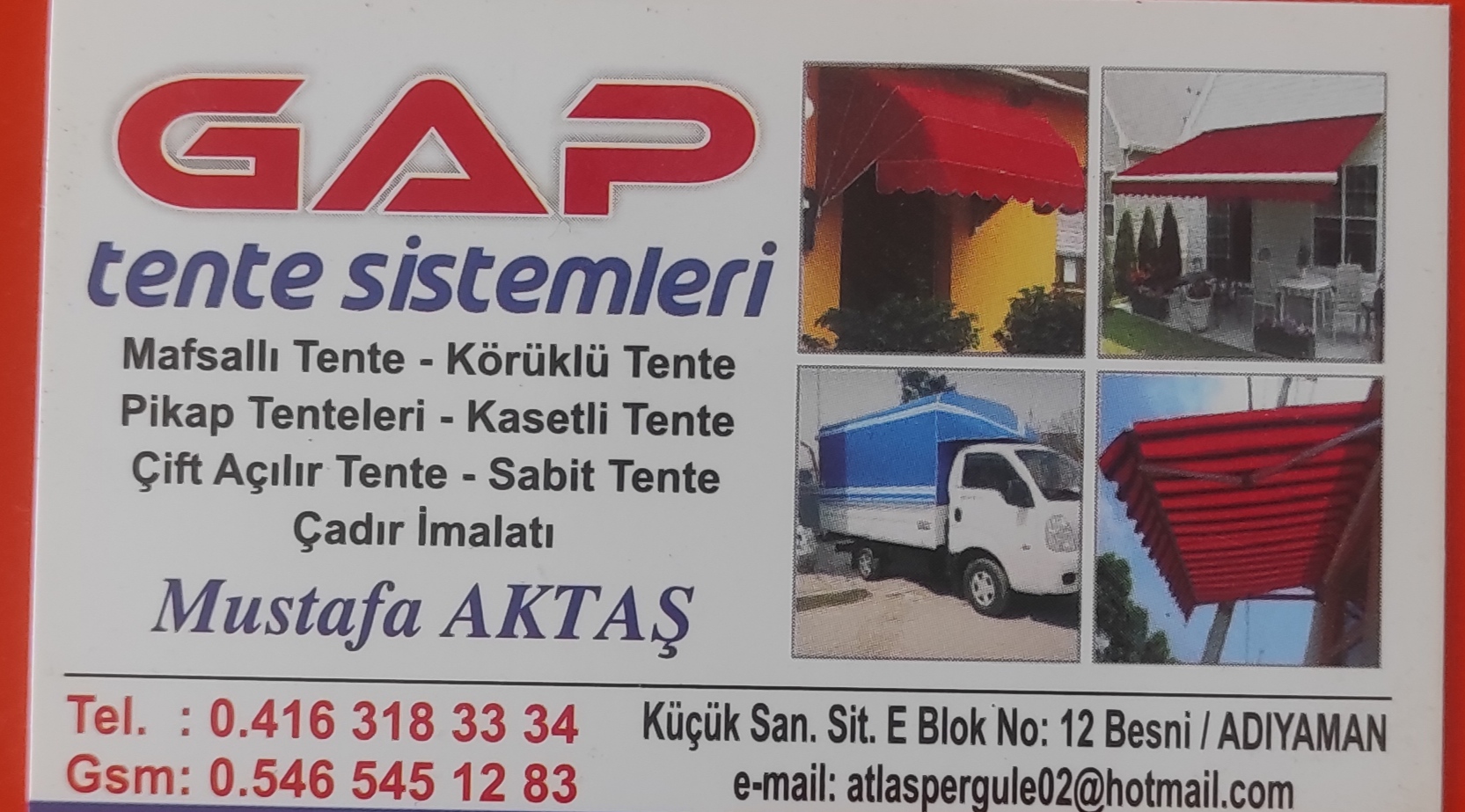 Gap Tente Pergole Branda Sistemleri – Adıyaman