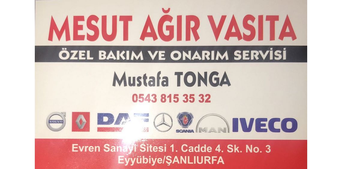 Mesut Ağır Vasıta Mustafa USTA – 0543 815 35 32 – Tamir & Bakım Servisi – Şanlıurfa